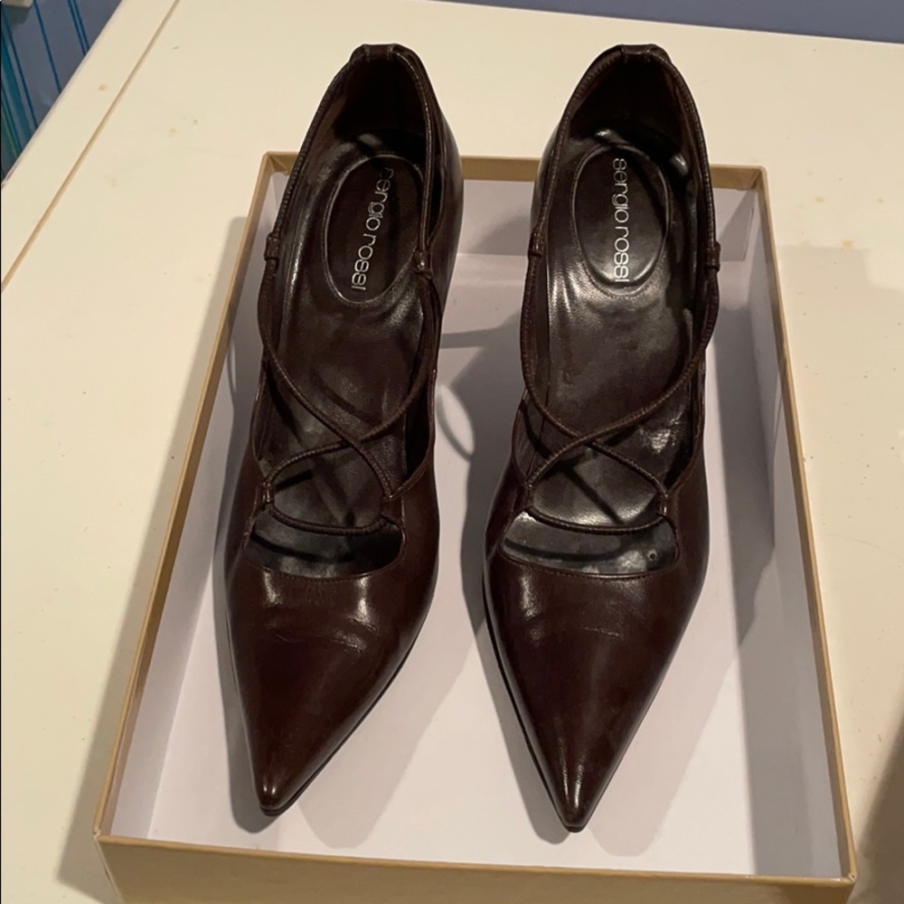 Sergio rossi Pointed & strappy brown heels
